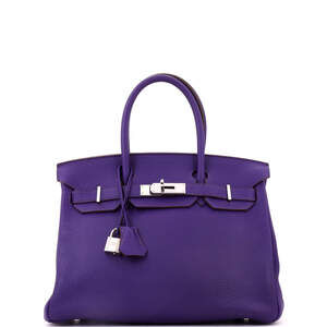 Hermes Birkin 30 Purple Clemence with Palladium Hardware